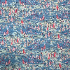 Lilly Pulitzer Cotton Poplin Fabric Zanzibar Blue Boatylicious 36″ x 57″
