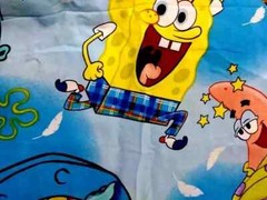 spongebob patrick bed sheet full flat fun fabric large print gently used