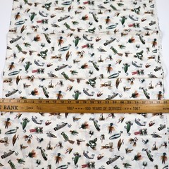 Cranston Quilting Fabric Cotton BTHY Vintage Fishing Lures Print VIP Flies