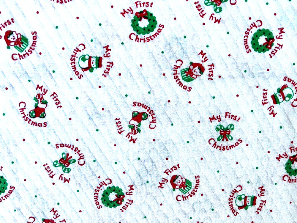 Quilted Nursery Baby Fabric Mini Print – MY FIRST CHRISTMAS – 60 ” W x 39″L