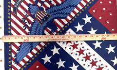 Patriotic United We Stand Red White Blue Star Stripes Fabric Panel 42″x23″ #69