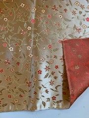Vivienne GOLD RED Floral Brocade Chinese Satin Fabric by the Yard – 10041