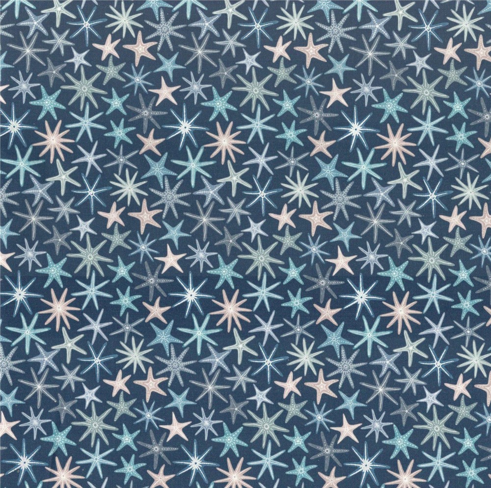 Lewis & Irene – Ocean Pearls – Starfish W/ Pearl Metallic – Dark Blue, BTY