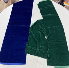 2 Pieces Velveteen Fabrics Green & Blue