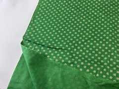 White & Gold Tiny Flowers on Green Cotton Fabric Calico Cranston VIP BTY