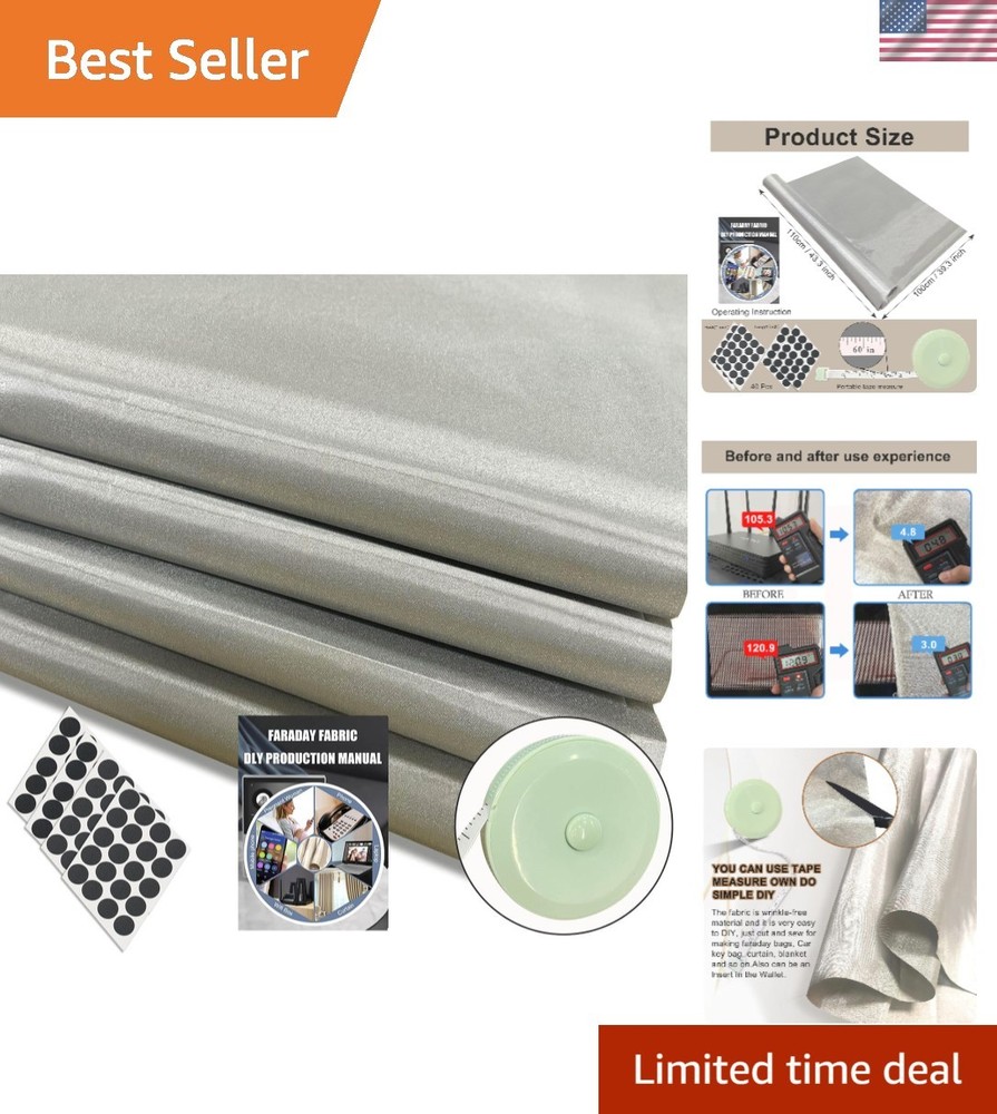 43″ W × 39″ L Faraday Fabric for Data Protection – Versatile Conductive Material