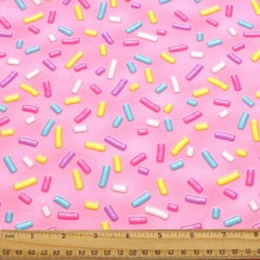 Candy Printed Double Brushed Polyester Fabric Soft Smooth 4 Way Stretch Pink