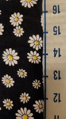 Black with white daisies fabric, cotton blend, 41″ wide by 2 yards 10 inches