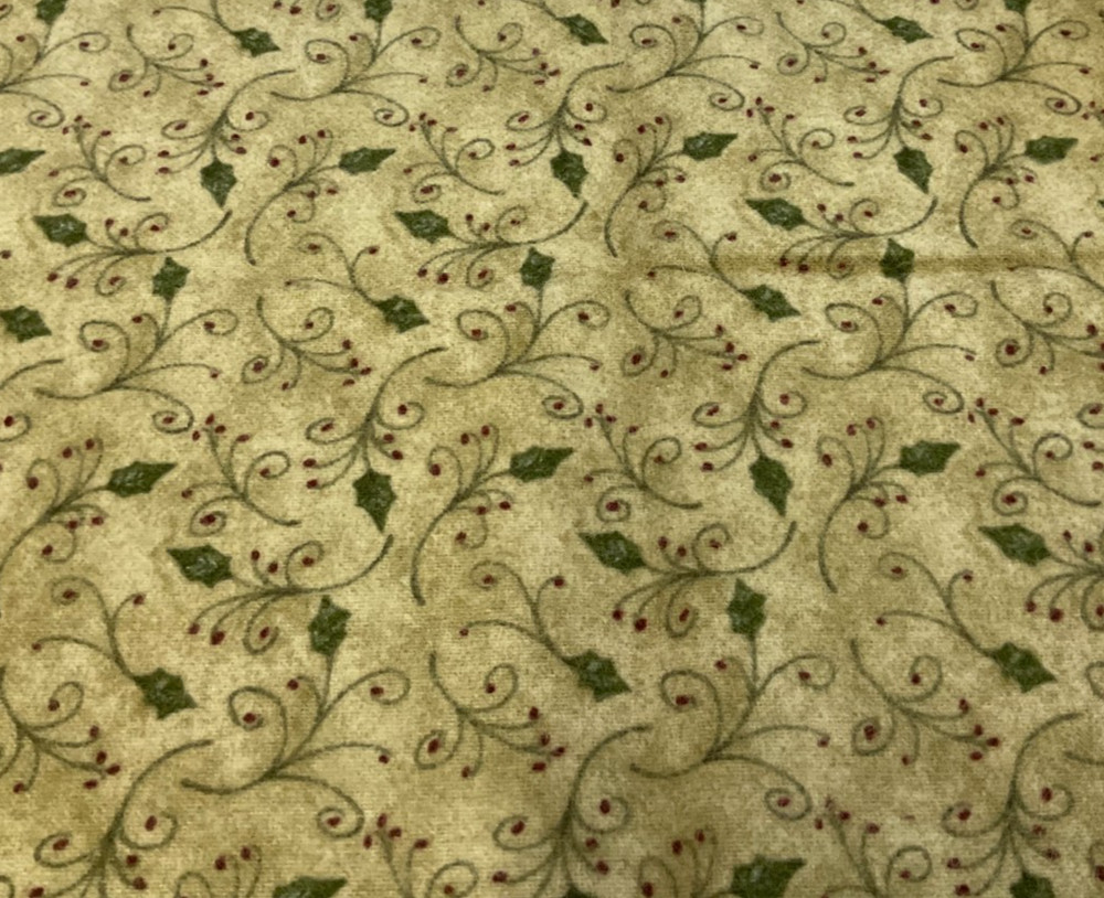 RED ROOSTER #17394 LEAF & BERRIES – COTTON FLANNEL– 1/2 YARD