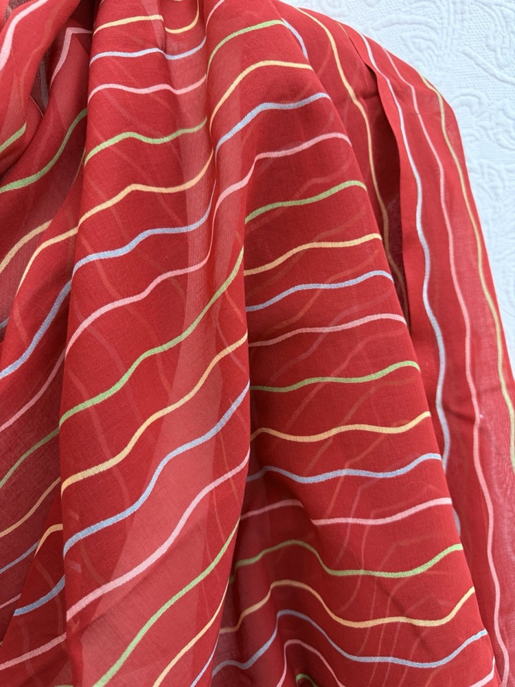 Vtg 1970s Liberty Of London Cotton Batiste Abstract Stripe Rust 32”x 4+ yds New
