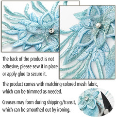 Phoenix Peacock Feather Tail Fabric Beaded Lace Applique,3D Embroidered Flower F