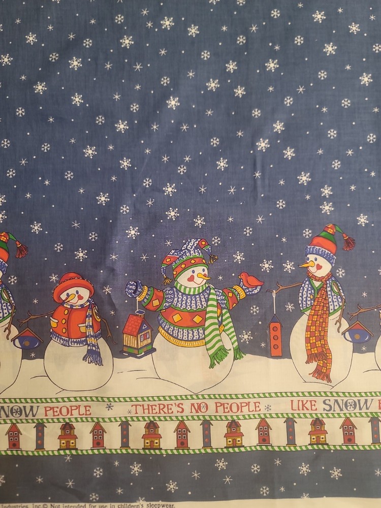 NEW Christmas Snowman Double Border Fabric 1 Yd