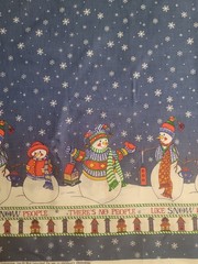 NEW Christmas Snowman Double Border Fabric 1 Yd