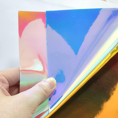 Holographic Faux Leather Fabric, 7 Pcs 8.3Inch X 11.8Inch Mirrored PU Leather Fa