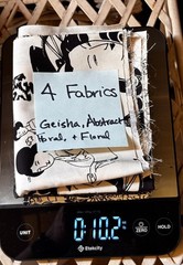 4 Japanese Cotton Fabrics cream black Geishas Chrysanthemums 2 yards Bundle