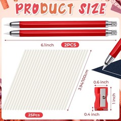 Motiskyy 28 Pcs Chalk Pencil Refillable Cartridge Set, Sewing Plastic, Red