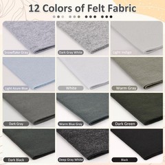 12 Rolls 8″x35″20.5x90cm 1.4mm Thick Soft Felt Fabric Sheet 12 Assorted Black…