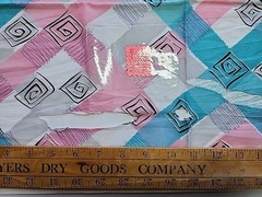 2x 40s 50s Geometric Colorblock Cotton Sewing Fabric 33″w X 1.9. & 1.6yds FLAWS
