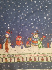 NEW Christmas Snowman Double Border Fabric 1 Yd