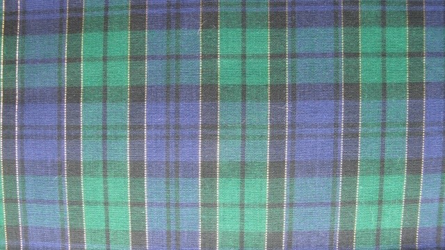 BLUE GREEN TARTAN PLAID W/GOLD METALLIC THREAD-DAN RIVER-BTY- ON BOLT 10 YDS