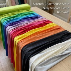 Stretch Charmeuse Satin Silky Smooth Fabric 60 Inch Wide By The Yard
