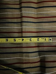 VTG Semi Sheer Red White & Blue Stripes on Beige Organdy BTHY