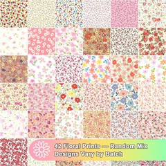 42 Pieces 10″ Pre-Cut Floral Prints Cotton Fabric Squares — Layer Cake Quilti…