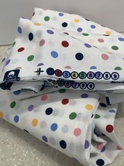 1 1/4 Yard Fabric White Poka Dots Green Yellow Red Blue Pink Purple