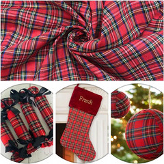 Red Tartan Plaid Fabric 130GSM Cotton for Sewing Holiday Decor Homespun Rag