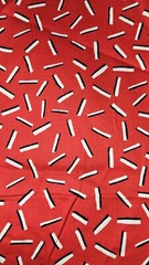 Red Cotton Fabric With Scattered White & Black Rectangles Allover 4 Yards X 43″