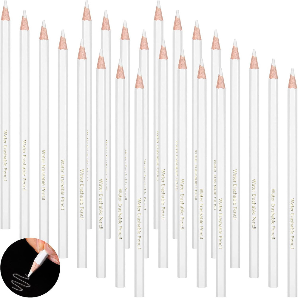 24 Pcs Sewing White Fabric Pencil Bulk Tailor Water Soluble Pen |