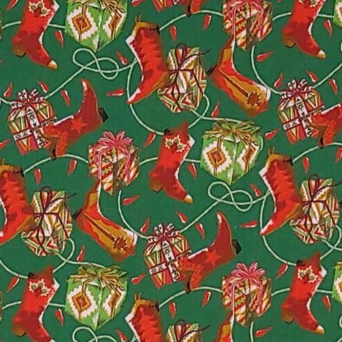 Christmas Cowboy Boots Fabric BAXTER MILL Quilters Cotton HALF YARD BTHY