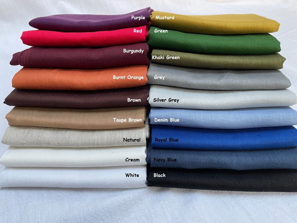 Plain 100% Linen Fabric Material Linens curtains mask dress textile -55” wide