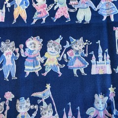 Cat Ball Ehon Blue Pink Whimsical Princess Castle Kitties Nova Kokka Japan 1.1 Y