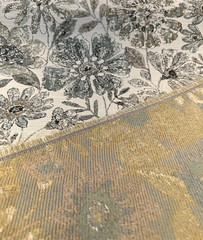 Swavelle Happy Note Blue Stone Floral Chenille Upholstery Fabric By The Yard
