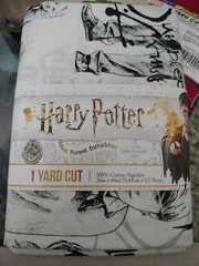 Harry Potter White and Black Print 100% Cotton Fabric One Yard 36in x 44in