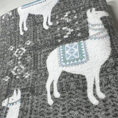Snuggle Cotton Flannel Fabric Gray White Blue Llama Animal Print 33 in