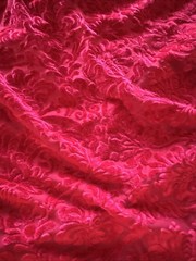 Stretch Fabric 4 Way Red Velvet Damask Print 60” Wide, 1 1/2 Yards