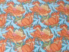 Rowan Westminster Fibers #PWVA 036 Flourish Cotton Fabric, Orange Florals, BTY