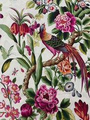CHARLES BURGER CURTAIN FABRIC DESIGN Phesans 5.2 METRES PEONY 100% LINEN