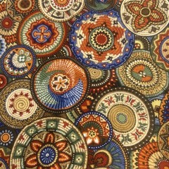 Southwestern Medallion Cotton Fabric Remnant 31.5 x 23 Boho Tribal Print Quilt