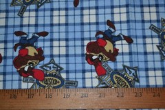 Cotton flannel fabric, blue Taz Warner Brothers, 45″ x 1.8 yards