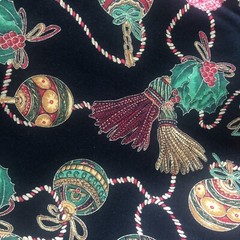 Christmas Ornaments Fabric Black Gold Multi Color 78″ x 41″ Springs Industries