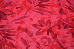Red / Dark Red with Leaves 100% Cotton Batik Quilting Fabric –44″ x 19″
