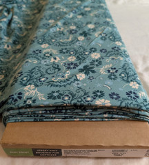 Jersey Knit Fabric Blue Blender Floral Paisley Double Brushed Soft 44″ Wide BTY