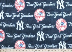 New York Yankees on Navy MLB Major League Baseball Print Fleece Fabric #s6569-bf