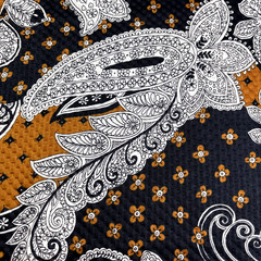 Seersucker Paisley by APSCO Fabrics Black,White &Brown