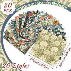 HunnmingRe 20 Pcs 10”x10” William Morris Flower Quilting Fabric Square Vintage