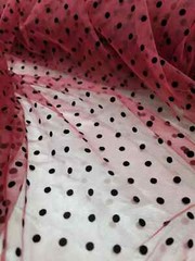 Polka Dot TULLE, Fabric By The Yard Burgundy Tulle Velvet Black Polka-dot
