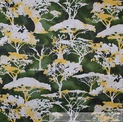 BonEful Fabric FQ Cotton Quilt Green Red White Orange Tree Leaf Fall Fox Owl Dot